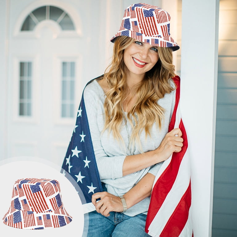 Polyester Bucket Hat Flag Patriotic Cap Sun Hat Summer Hiking Travel Fashion Alaska State Flag Bucket Hat Summer Travel Beach Sun  main image 2
