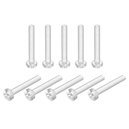 

M8x60mm Plastic Phillips Bolts PC Pan Head Machine Screws Transparent 10 Pack
