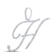 thumbnail image 2 of Solid 10K White Gold Real Natural Diamond Womens H Initial Letter Pendant Charm 5/8 Carat ( .67 Cttw ), 2 of 3