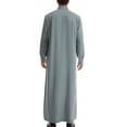 thumbnail image 4 of Solid Colored Men Robes Long Sleeve Comfortable Prayer Thobe Traditional Clothing Breathable Fabric Mens Casual Crew Neck Basic Tees, 4 of 5