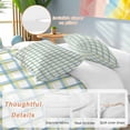 thumbnail image 3 of Turquoise Green Plaid Bedding 3 Piece Duvet Cover Set California King, Abstract Minimalistic Geometric Grid Soft Microfiber Comforter Cover with Zipper Closure & Pillowcases, Quilt Cover, 3 of 9