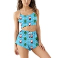 thumbnail image 2 of LEWKW Women's 2 Piece Pajama Sets Summer Cami Crop Top And Ruffle Hem Shorts Matching Sets Festive Santa Claus Print Cute Comfortable Sleepwear Lounge Outfits, 2 of 6