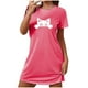 thumbnail image 2 of Camisón corto de talla grande para mujer, camisón de manga corta con estampado de pecho a la moda, camisón para mujer, 2 of 5