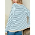 thumbnail image 5 of SHEWIN Women Sweater Stripe Knit Pullover Tops Holiday Jumper Crewneck Sweaters Long Sleeve Casual Knitted Fall Tops, 5 of 6