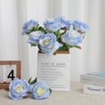 thumbnail image 3 of Blue Fake Roses Artificial Flowers - Fake Artificial Roses Silk Flowers with Stems for Home Wedding Hotel Office Centerpiece Decor（Sky Blue）, 3 of 5