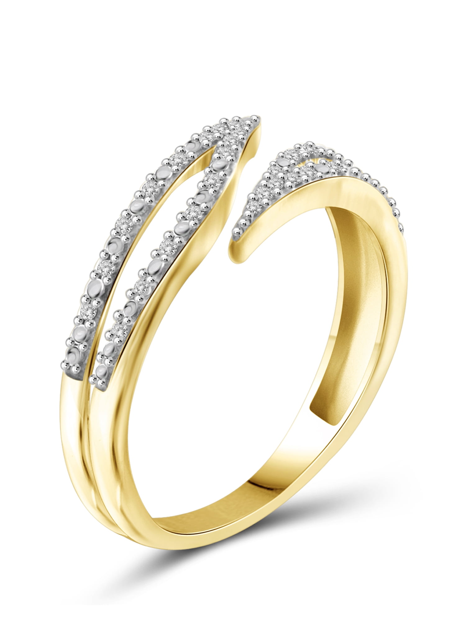 Genuine 1/10 CTW White Diamond Open Ring in Sterling Silver