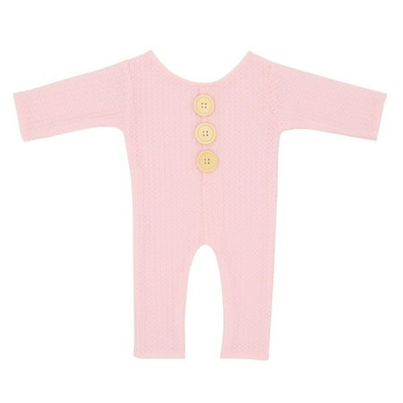 

NEGJ Baby Long Sleeve Knitted Button Footless Romper Photography Prop Jammies