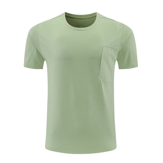 Lmnyox T-Shirt Basique à Manches Courtes pour Hommes, T-Shirt de Sport Décontracté avec Poche, Col Rond, Hauts de Course d'Été