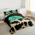 thumbnail image 3 of Manfei Boys Girls Western Cow Print Full Size Comforter Sets 3-Piece,Exotic Style Bedding Comforter Set,Boho Damask Lightweight Bedding Sets,Luxury Bedroom Decor,Reversible, 3 of 8