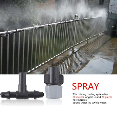 Sprayer Outdoor Garden Patio Water Misting Cooling System 20pcs Sprayer Outdoor Garden Patio Water Misting Cooling System 20pcs Plastic Mist Sprinkler Nozzles 20 Meter Hose