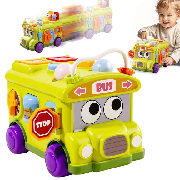 Baby Bus Toy for 1 Year Old, Montessori Toy for 6-12 Months Boys Girls, Learning Educational Toys for Toddlers 1-3