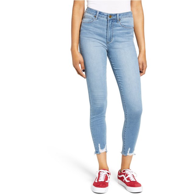 Articles of Society Jeans ajustados con dobladillo desgastado para mujer, Azul, 26