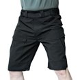 thumbnail image 2 of zeranth Men Summer Cargo Shorts Elastic Waist Button Zipper Fly Pockets Casual Shorts Straight Wide Leg Wear-resistant Short Pants, 2 of 7