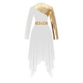 thumbnail image 5 of Aiihoo Womens Metallic Liturgical Praise Dance Dress High-low Length Church Worship Lyrical Dress White M, 5 of 7