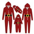 thumbnail image 4 of Odeerbi Matching Family Christmas Pajamas Sets Santa Claus Print Hooded Onesie Sleepwear Mens Xmas Stripe Print Plush Jumpsuit 2025 Long Sleeve Parent-Child Loungewear Sleepwear Jammies for Dad, 4 of 4