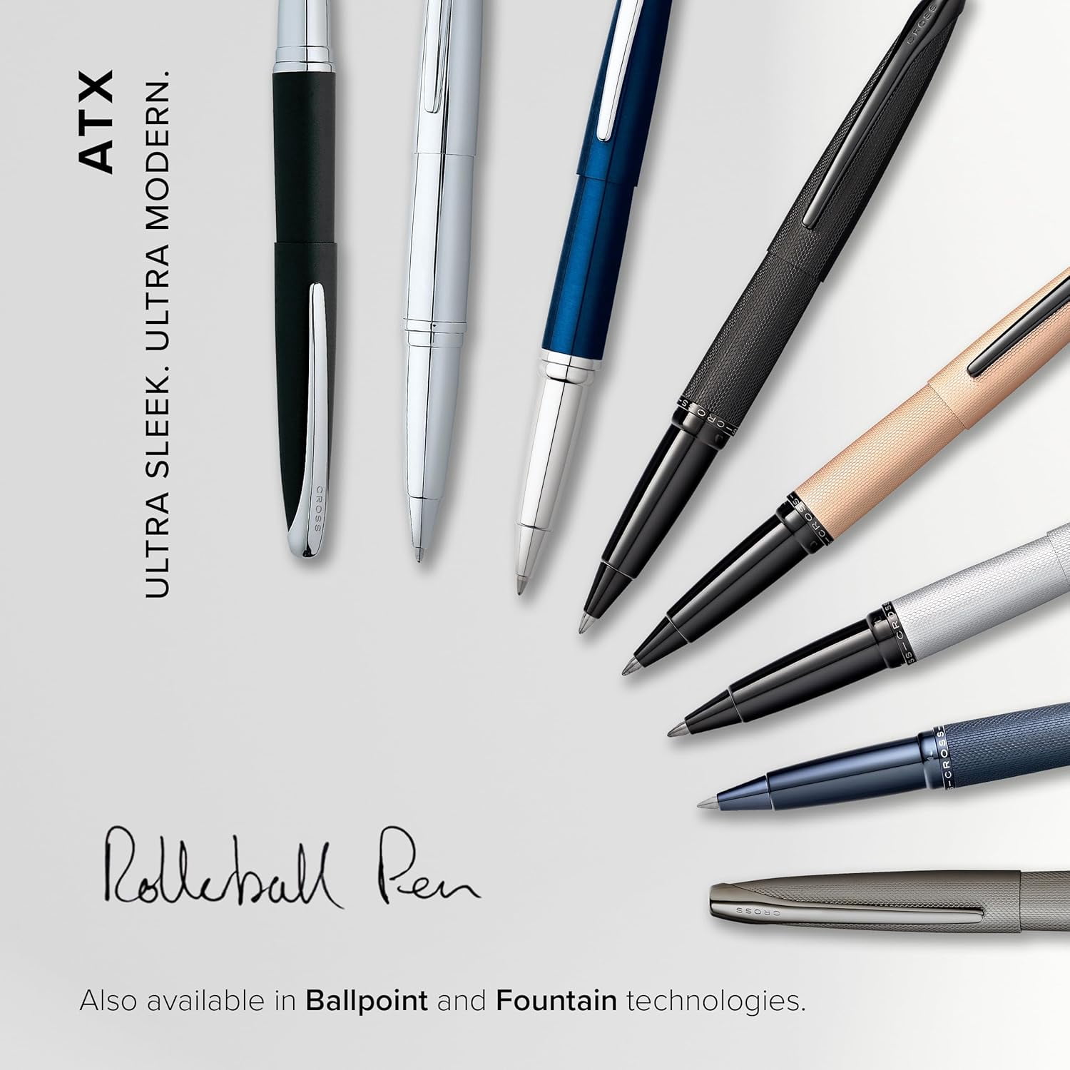 Cross ATX Brushed Metallic Refillable Gel Ink Rollerball Pen, Medium Rollerball, Includes Premium Gift Box - Brushed Rose Gold