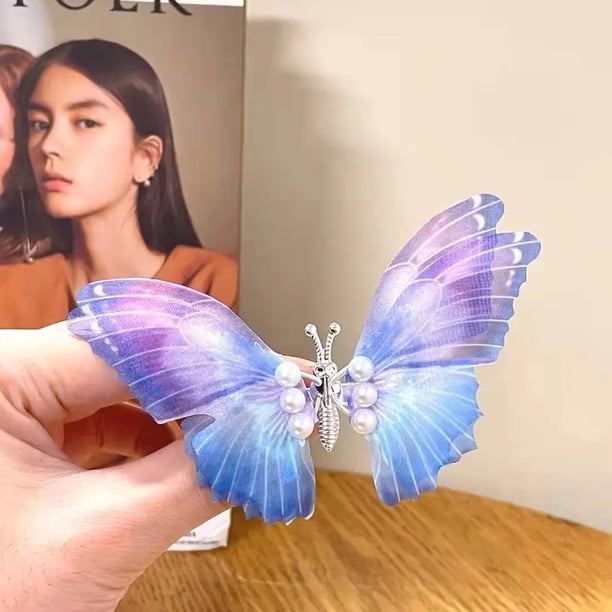 Clip para el cabello de mariposa移动蓝紫色女孩 gradient color