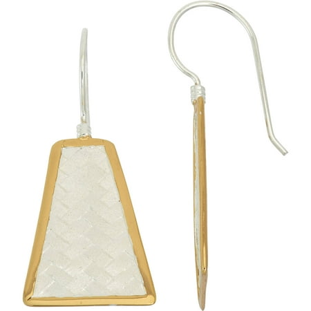 5th & Main Sterling Silver and 14kt Gold-Plated Trapezoid Woven Basket Weave Earrings