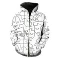 thumbnail image 1 of Sudadera con capucha y cremallera para hombre, con retrato de línea abstracta, estampado 3D de gran tamaño, estilo urbano, informal, unisex, divertida, 1 of 6