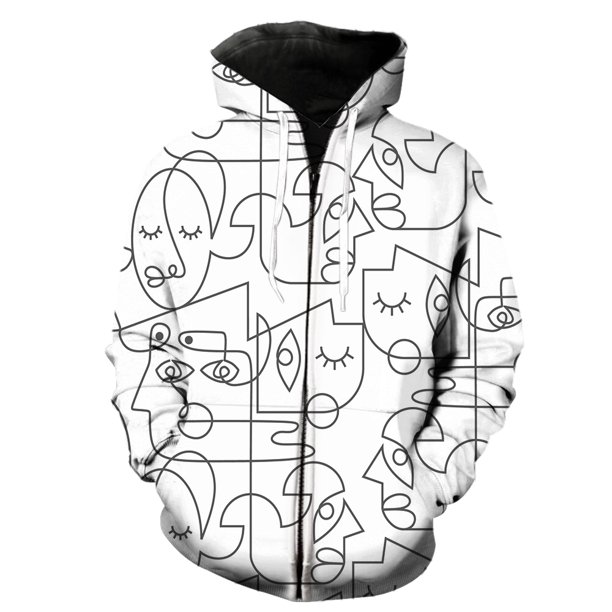 Sudadera con capucha y cremallera para hombre, con retrato de línea abstracta, estampado 3D, ropa de calle Harajuku 2024, gran oferta, moda hip hop, manga larga, unisex, primavera