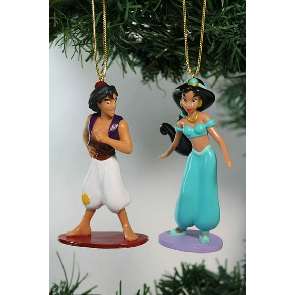 Prince Aladdin & Princess Jasmine 2pc Set PVC Figure Ornament 2" Figurine Charm New