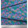 thumbnail image 2 of Soimoi Satin Silk Fabric Periwinkle Floral Decor Fabric Printed Yard 42 Inch Wide, 2 of 3