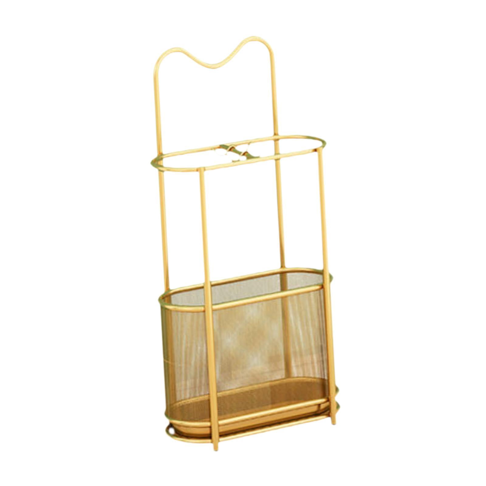 Fiocias Umbrella Rack Stand Holder Bin Iron Organizer Storage Rack Umbrella Stand Holder gold