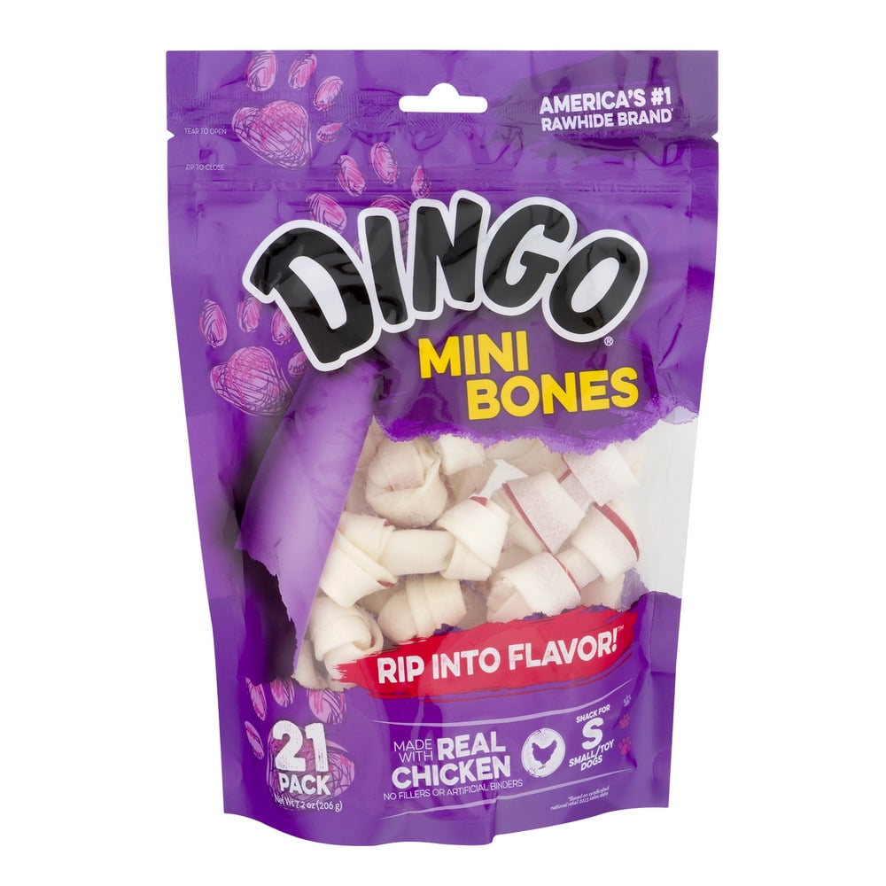 Dingo Brand Rawhide Mini Bones 21 ea Pack of 5 