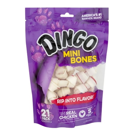 Dingo Mini Bones 21 Count, Rawhide For Dogs, Made With Real