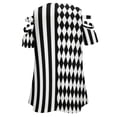 thumbnail image 5 of Black And White Harlequin Diamonds And Stripes Womens Summer V Neck Zipper Top Short Sleeve T Shirt Off Shoulder Top Casual Classy Loose Shirts, 5 of 7