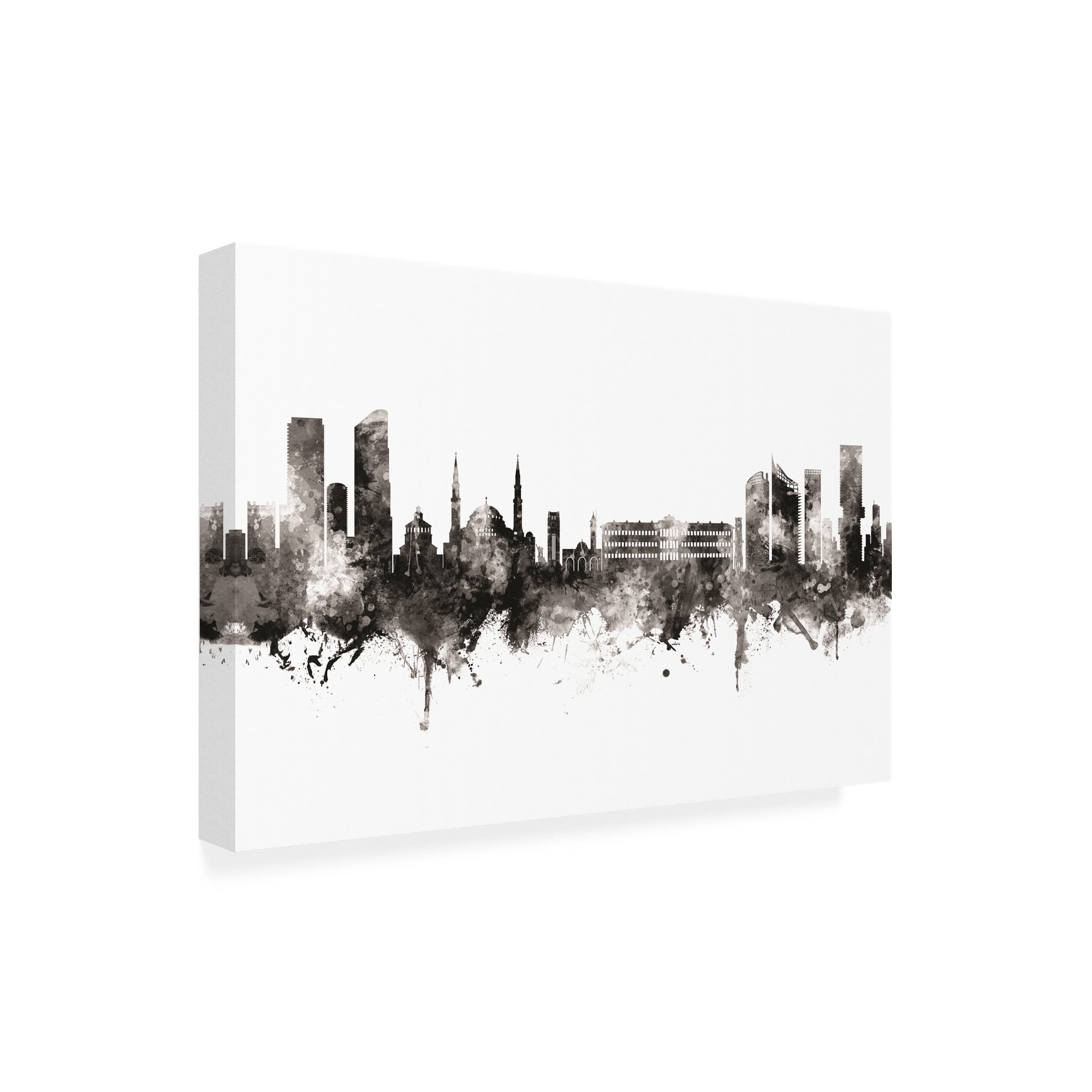 Michael Tompsett 'Beirut Lebanon Skyline Black White' Canvas Art