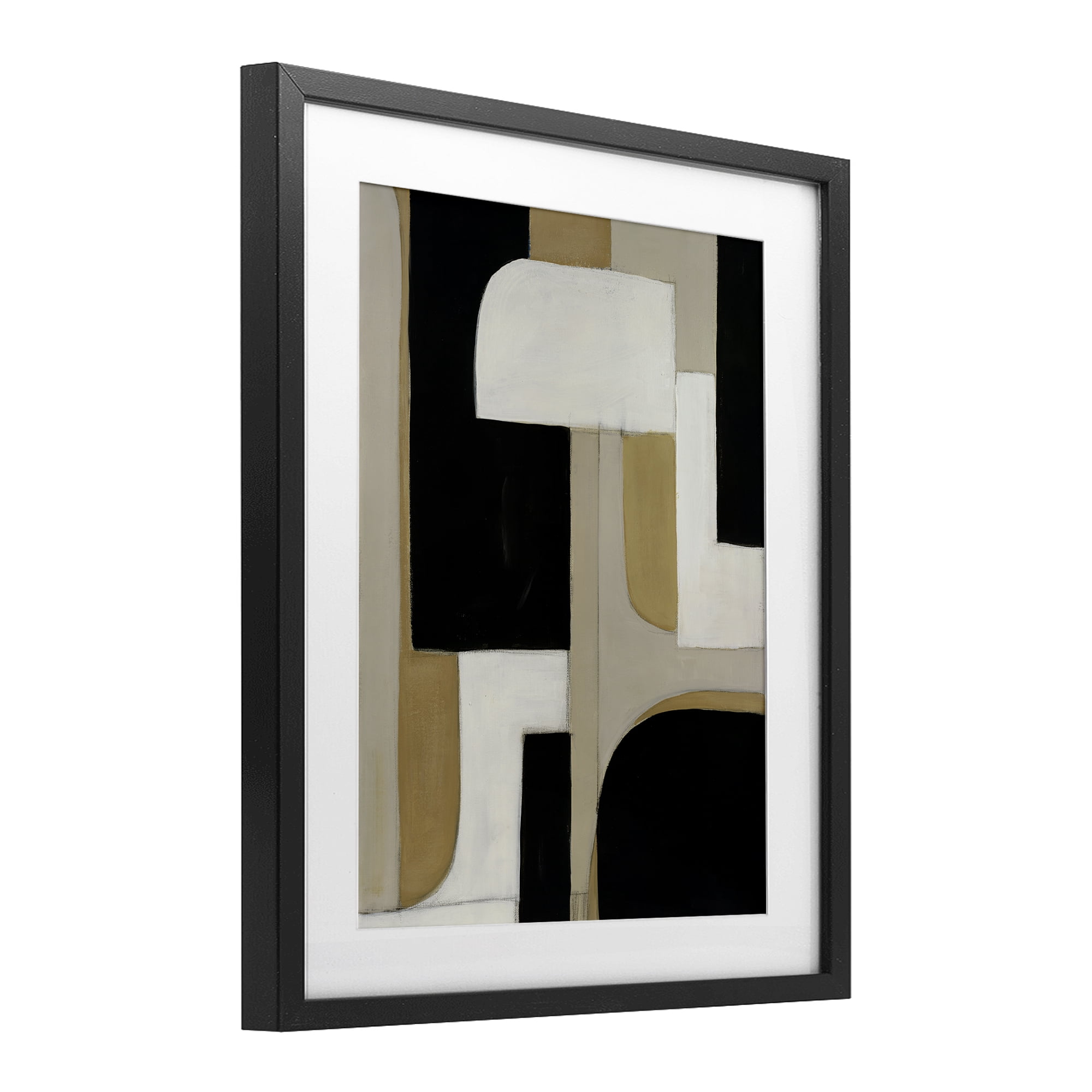 Stupell Industries Minimalist Geometrics in Neutrals Black Framed Print Under Glass, design by Kippi Leonard
