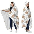 thumbnail image 2 of Wearable Blanket,Football with Symbols Pattern Hooded Wearable Sherpa Blanket for Adults & Teens,Winter Poncho Shawl Wrap Cape Thick Warm,60"x80", 2 of 5