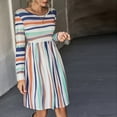 thumbnail image 6 of Henpk Summer Dresses for Women Striped T Shirt Dress Casual Midi Dress Short Sleeve Sundress with Pockets Longoing Sleeve Houndstooth Retro High Waist Makings Dress White M, 6 of 7