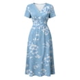 thumbnail image 5 of Long Dresses for Women Short Sleeve Wrap V-Neck Modest Dresses A-Line Beach Vacation Dresses 2026, 5 of 7