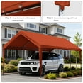 thumbnail image 6 of Pakunoda 10' X 20' Carport Canopy Replacement Cover, Portable Car Garage Shelter Party Top Tent with 34PC Ball Bungees, Orange (Only Cover, Frame Not Included), 6 of 8