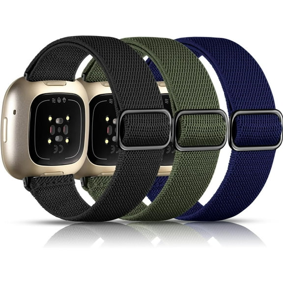 REQO Bands Compatible with Fitbit Versa 3/4 and Sense/Sense 2 Watch Bands, Adjustable Stretchy Fabric Sport Wristbands for Men and Women