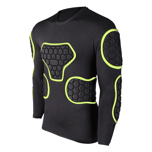 Camiseta de de larga acolchada con espuma EVA, coderas y pecho, transpirable, versátil, profesional, cómoda y protectora de costillas. Talla L