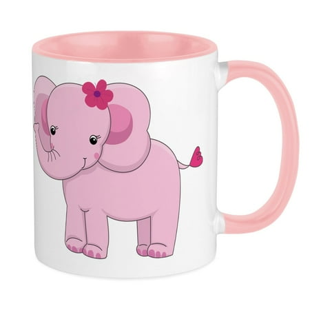 

CafePress - Cute Pink Baby Girl Elephant Mug - Ceramic Coffee Tea Novelty Mug Cup 11 oz