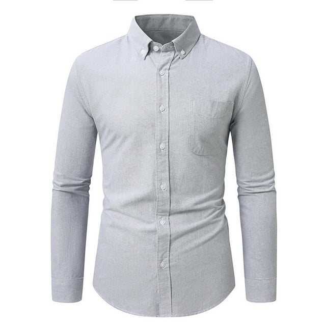 pstuiky Camisas de manga larga abrigadas para hombre, Camisa informal de manga larga con solapa y botones en color liso para hombre, estilo ejecutivo. Tops de hombre m