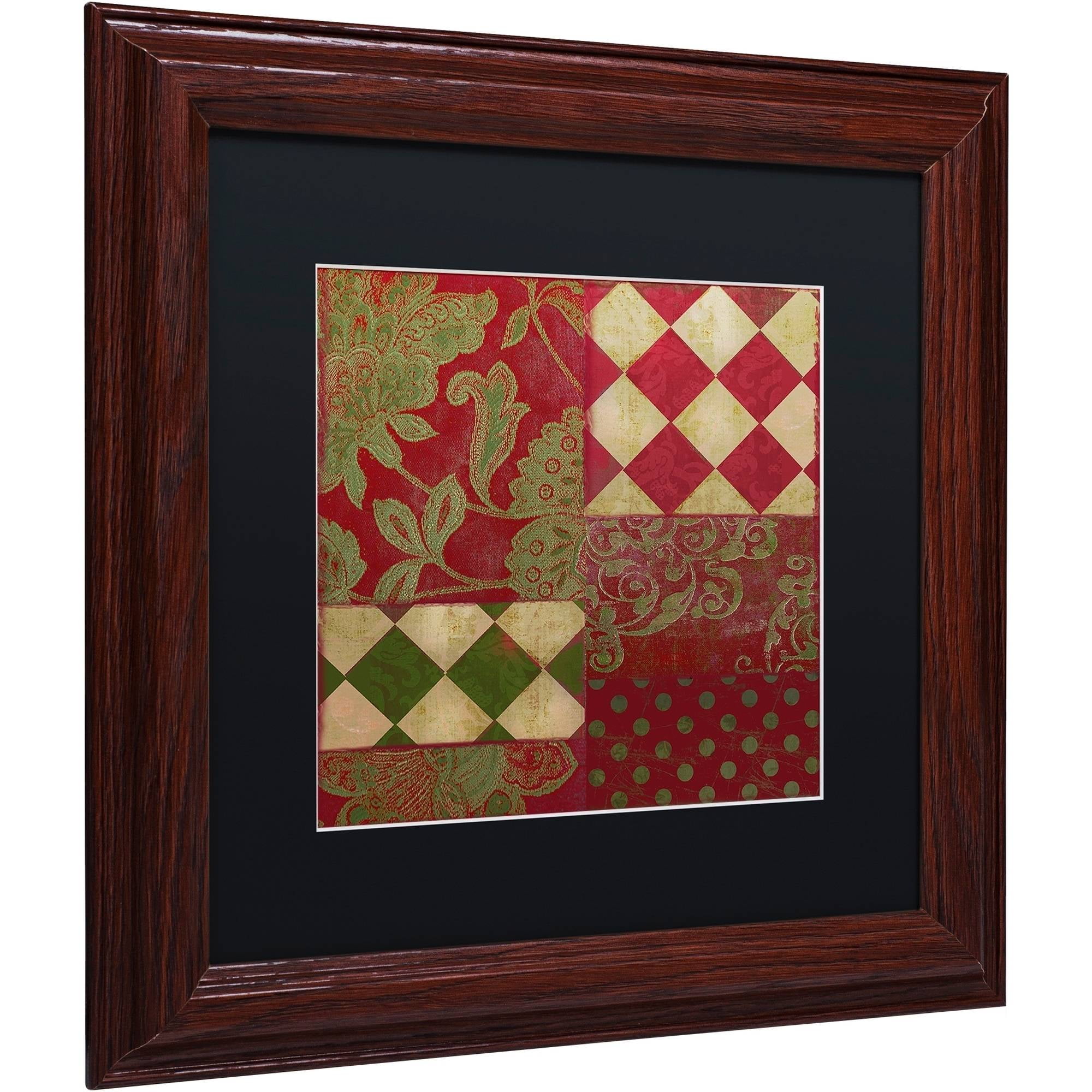 Trademark Fine Art "Merry Christmas Patchwork II" Canvas Art by Color Bakery Black Matte, Wood Frame