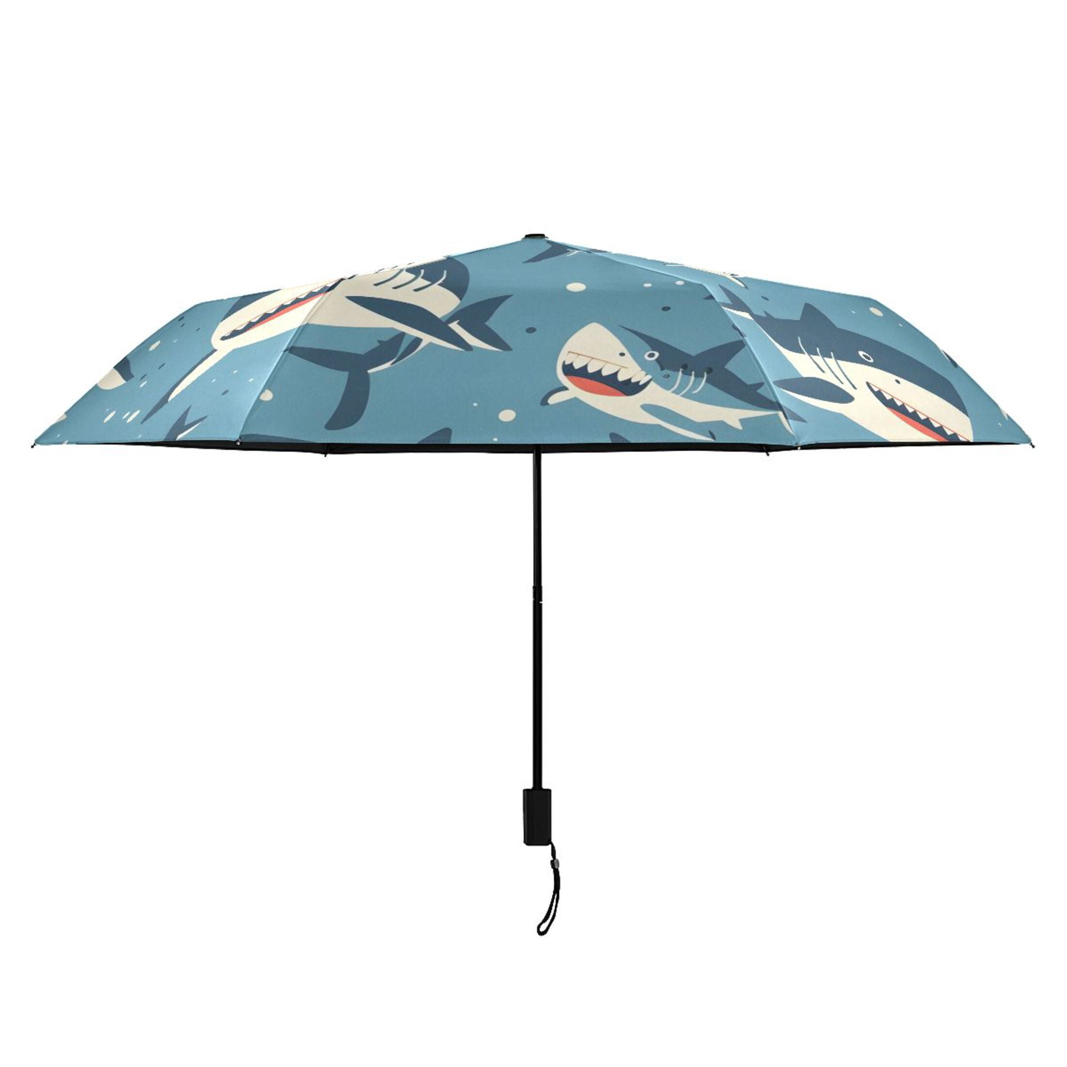 Compact Sun Umbrella Windproof Travel Umbrellas for Rain Strong Portable UV Protection Cute Cartoon Sharks