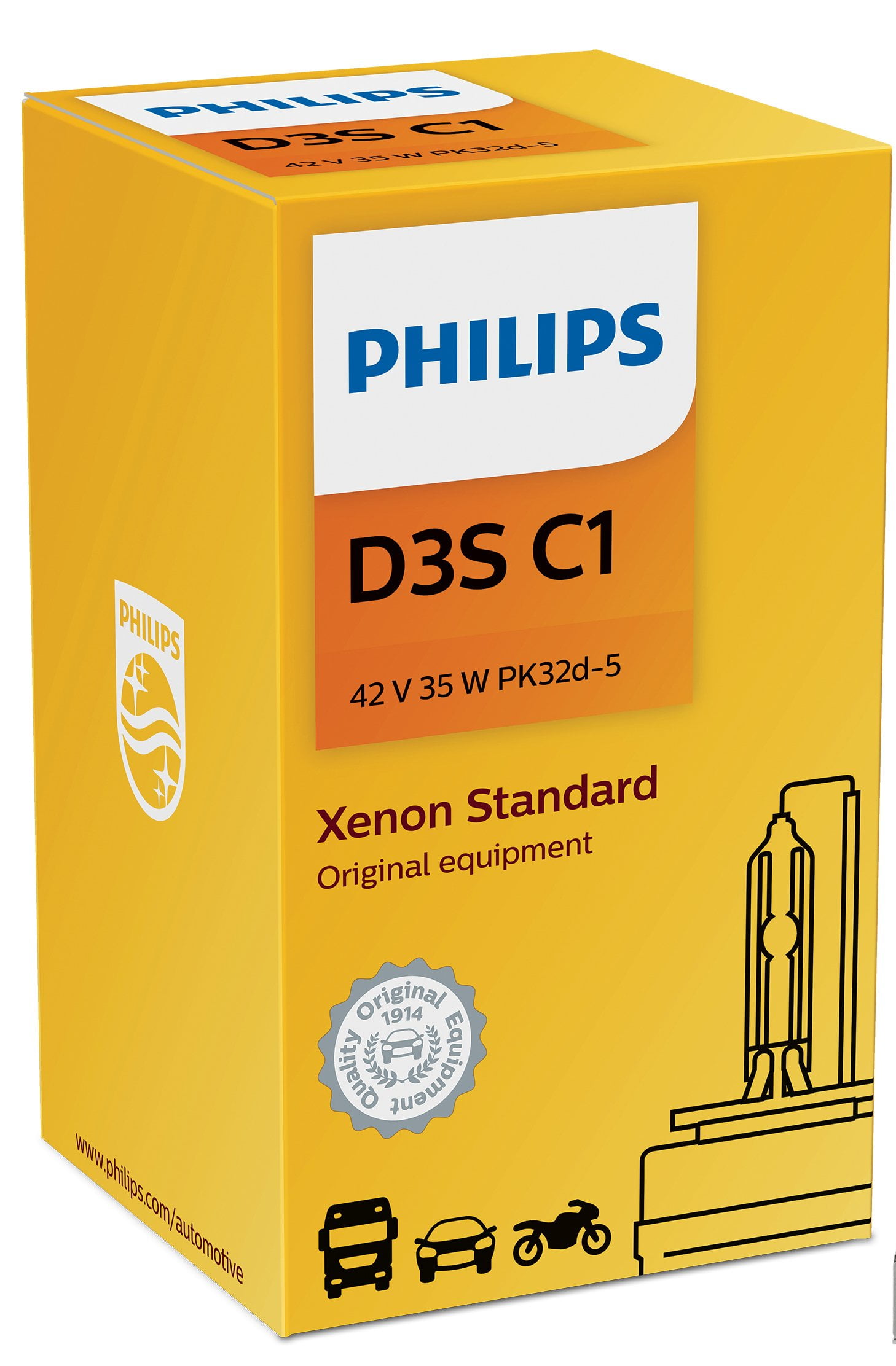 Philips D3S Xenon HID Headlight Bulb, CM31, 1 Pack, Original