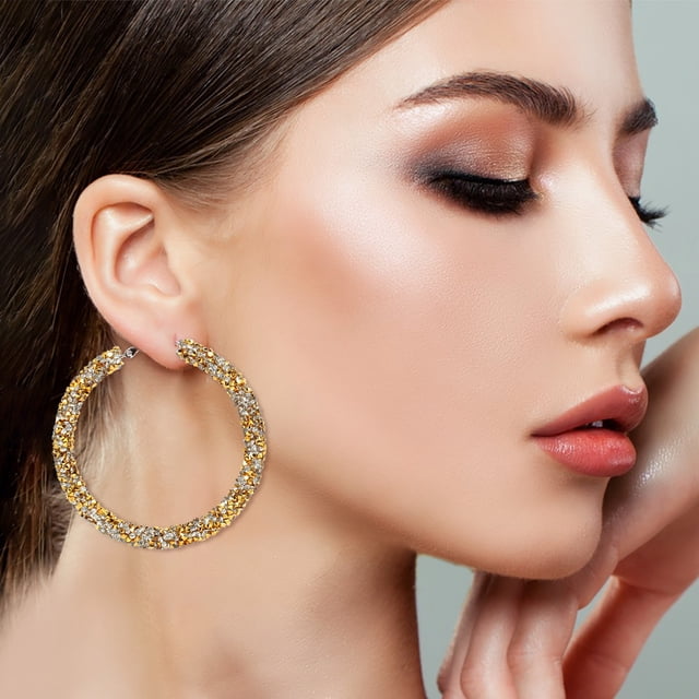 Fiudx Joyería Moda Personalidad de La Moda Aleación Diamante Pendientes Simples Pendientes de Moda