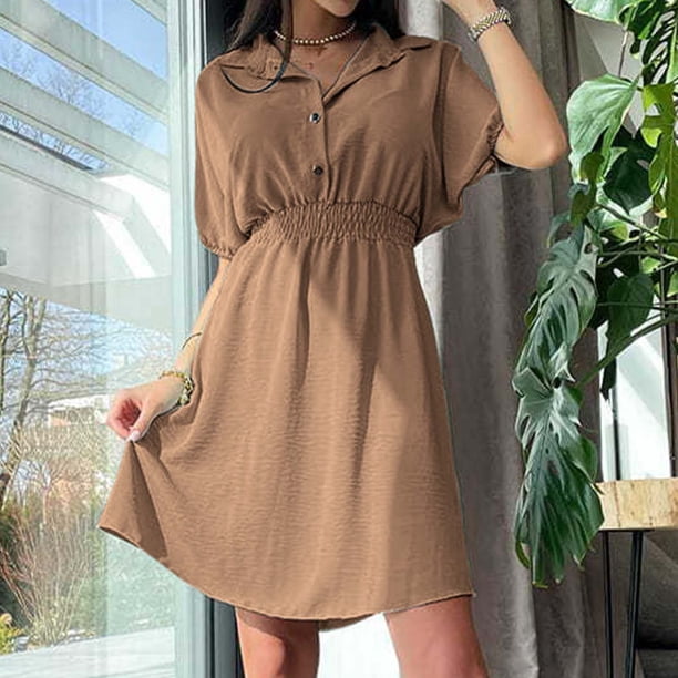 WILLBEST Vestidos Vestido De Traje Con Botones En La Cintura Y Cuello Para Mujer
