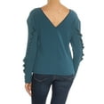thumbnail image 2 of BAR III Womens Teal Ruffle-sleeve Long Sleeve Scoop Neck Top XL, 2 of 2