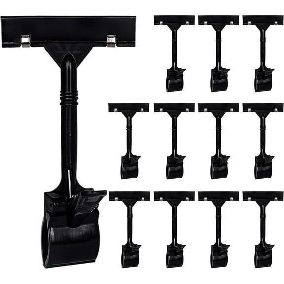 12 Pcs Sign Holder Clips Pop Rotatable Double Sided Clips Adjustable Price Tags Holder Clip Plastic Pop Clip-on Holder Stand for Retail Store, Supermarket, Office, Business, Exhibition