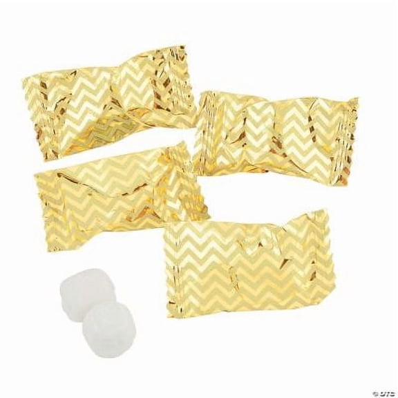Fun Express Buttermint Candy Gold Chevron Individually Wrapped Gluten-Free 108 Pieces 14 oz