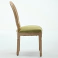 thumbnail image 5 of GAKMCIL Linen Fabric Upholstered Dining Chair, French Style Solid Wood Frame Antique Painting Rattan Back Dining Room Chair, Steel Spring Lining, Weight Capacity:300lb, Olive-Green (Set of 2), 5 of 15