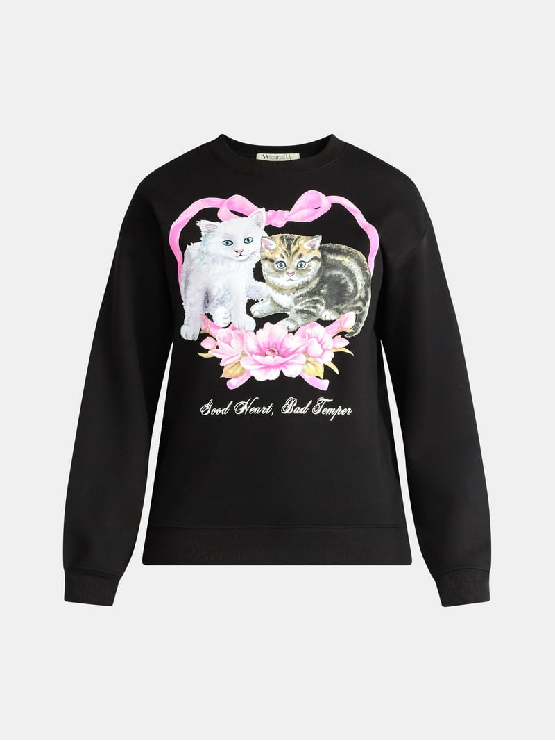 Women's Bad Temper Cats Graphic Sweatshirt with Long Sleeves